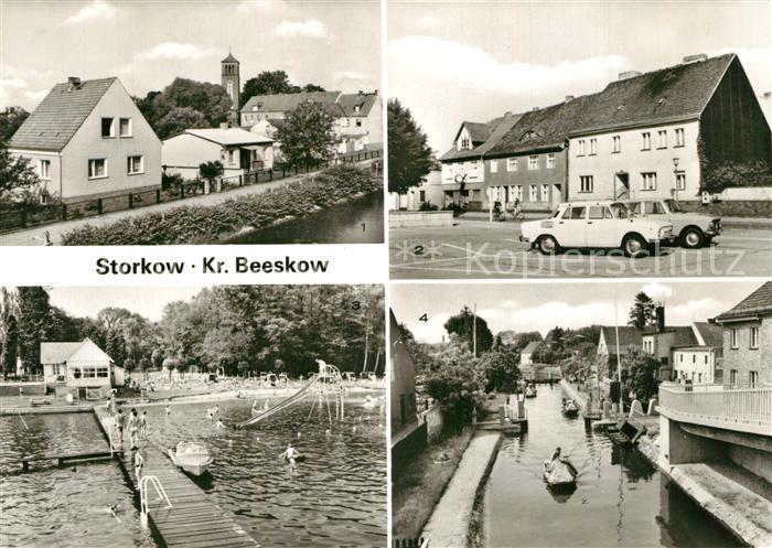 Storkow Mark Teilansicht Markt Freibad Starkower See Schleuse