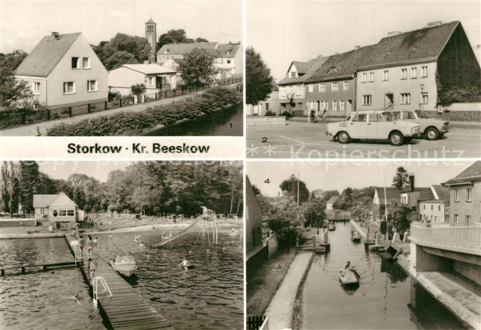 Storkow Mark Teilansicht Markt Freibad Storkower See Schleuse