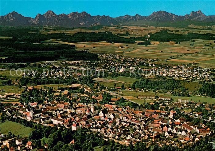 Schongau Bayern Fliegeraufnahme mit Alpen