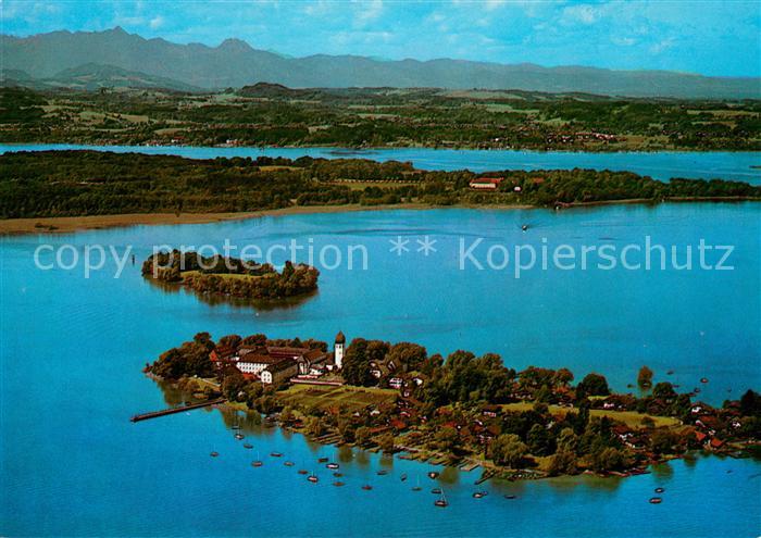 Frauenchiemsee Fliegeraufnahme mit Herrenchiemsee