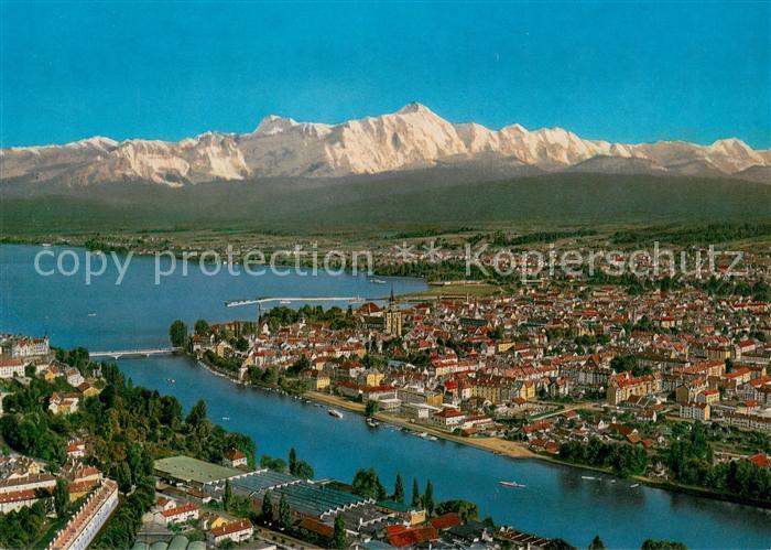 Konstanz Bodensee Fliegeraufnahme mit Alpen