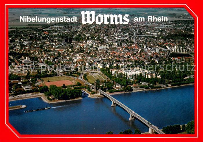 Worms Rhein Fliegeraufnahme Rhein Nibelungenstadt