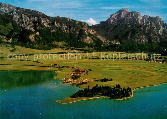 Brunnen Schwangau Ferienplatz Brunnen Forggensee Fliegeraufnahme