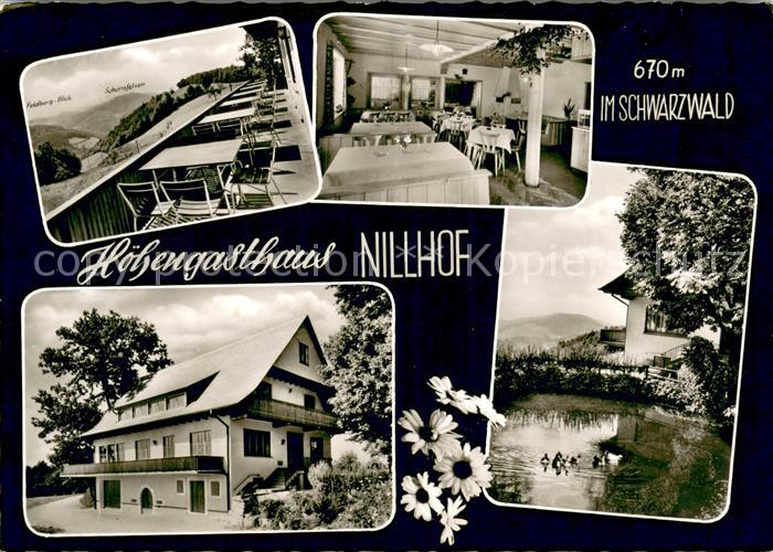 Haslach Kinzigtal Hoehengasthaus Nillhof Terrasse Gastraum Schwanenteich