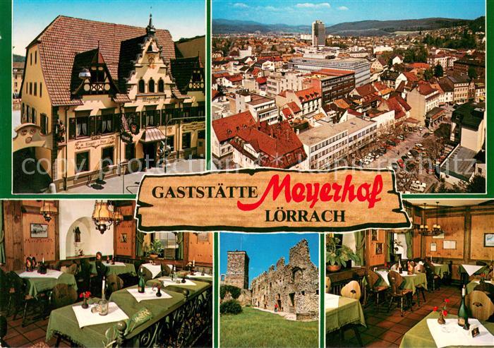 Loerrach Gaststaette Meyerhof Gastraeume Ruine Stadtansicht