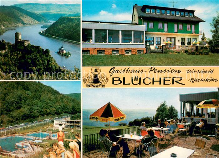 Doerscheid Gasthaus Pension Bluecher Rheinhoehe Schwimmbad Terrasse