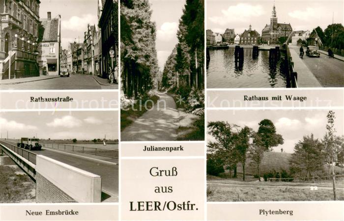 Leer Ostfriesland Rathausstrasse Rathaus mit Waage Neue Emsbruecke Plytenberg Ju