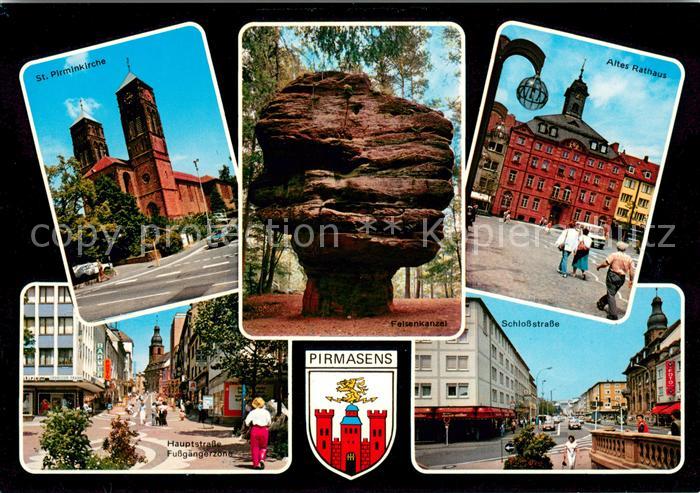Pirmasens St Pirminkirche Felsenkanzel Altes Rathaus Hauptstrasse Schlossstrasse