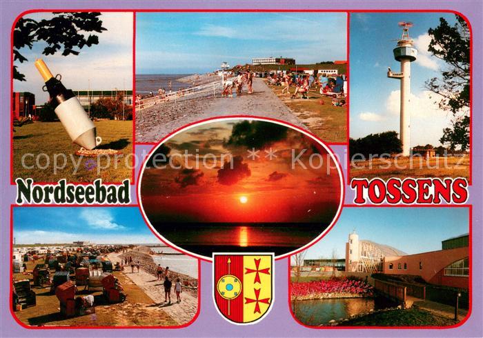 Tossens Nordseebad Promenade Strandkoerbe Leuchtturm Sonnenuntergang