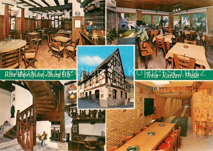 Treis-Karden Alte Weinstube Burg Eltz Gastraeume Kegelbahn Bar