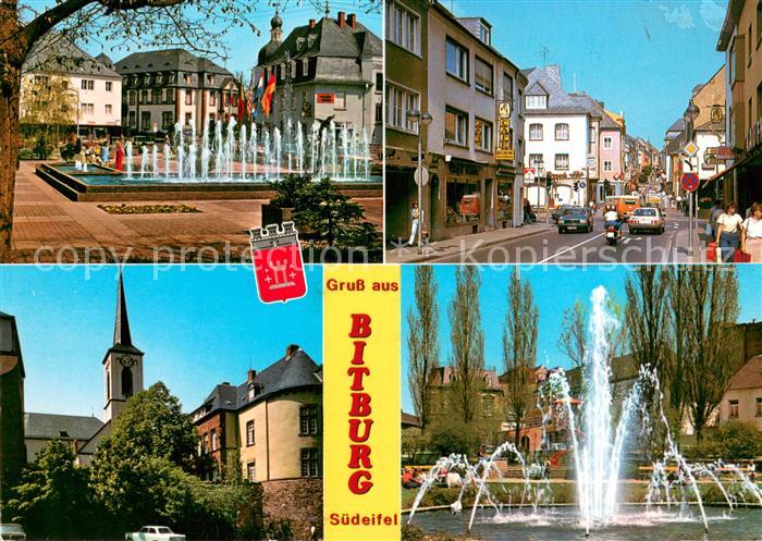Bitburg Springbrunnen Kirche Strassenpartie Brunnen