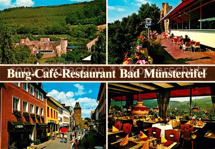 Bad Muenstereifel Burg Cafe Restaurant Terrasse Gastraum Strassenpartie