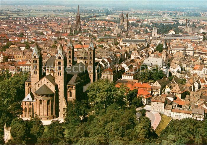 Speyer Rhein Kaiserdom mit Stadt von Osten Fliegeraufnahme