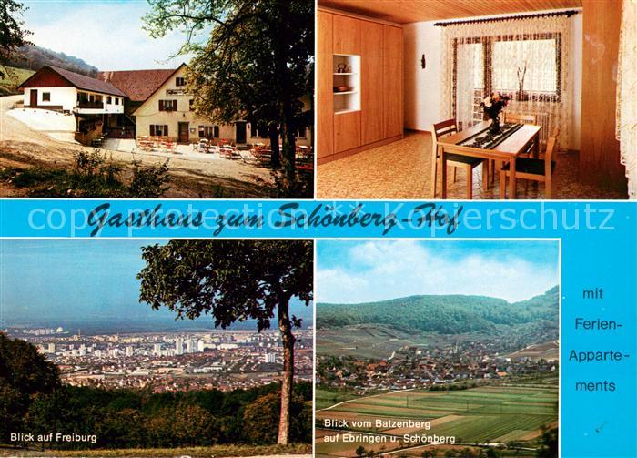 Ebringen Breisgau Gasthaus zum Schoenberg Hof Blick auf Freiburg Ebringen und Sc