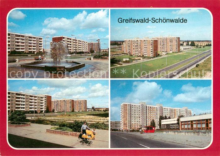 Greifswald Neubaugebiet Schoenwalde Brunnen Hochhaeuser Sporthalle