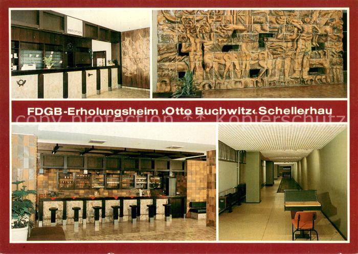 Schellerhau FDGB Erholungsheim Otto Buchwitz Rezeption Keramikwand Hallenbar Keg