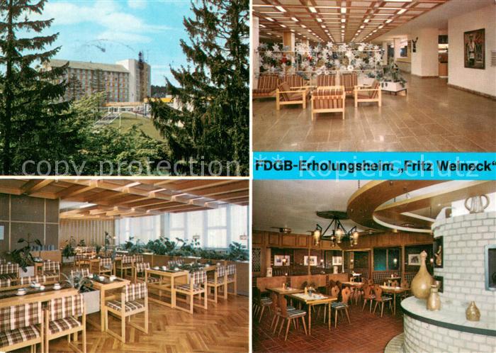 Oberhof Thueringen FDGB Erholungsheim Fritz Weineck Empfangshalle Restaurant Alc