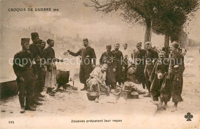 Militaria Frankreich Zouaves preparant leur Repas