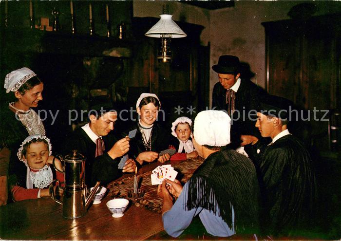 Kartenspiel-Postkarte Folklore Vendeens du Boupere Cafe Le Coup