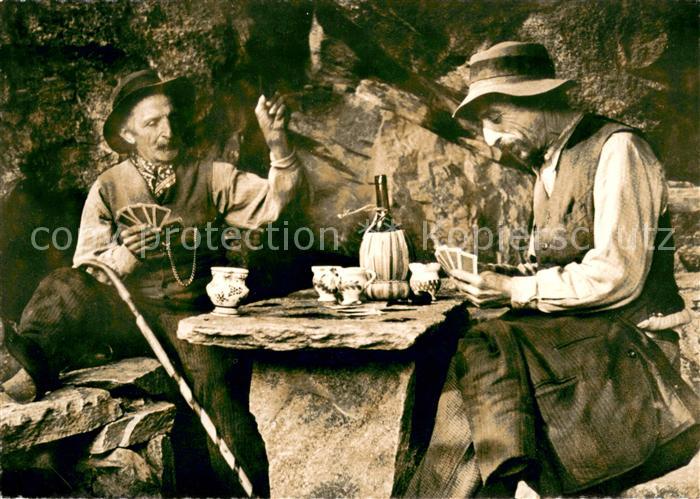 Kartenspiel-Postkarte Scopone Domenica ai Grotti di Pontebrolla