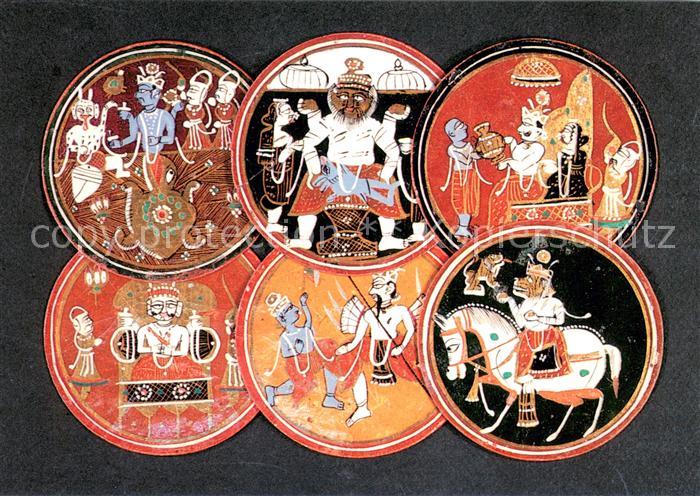 Kartenspiel-Postkarte Baraja Hindu Juego Dasavatara de Rajast