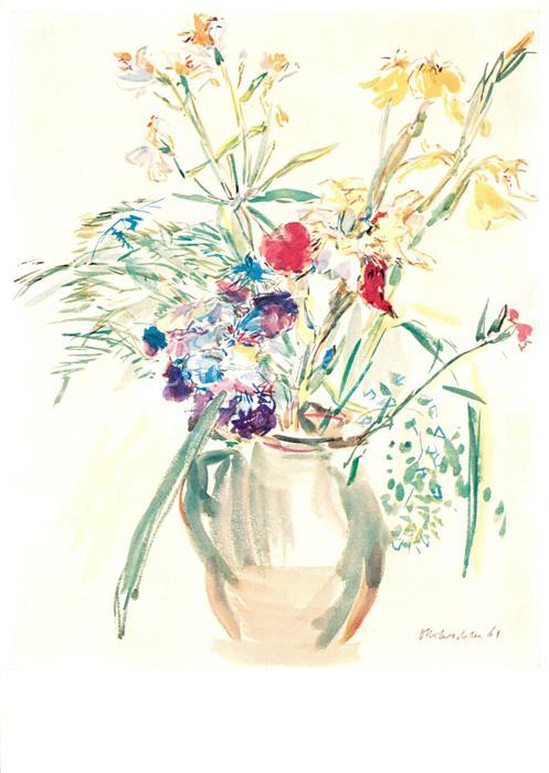 Kuenstlerkarte Oskar Kokoschka Blumen im Topf