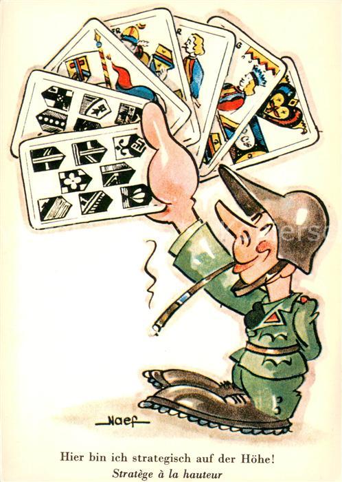 Kartenspiel-Postkarte Soldat Zigarre K?nstlerkarte Naef