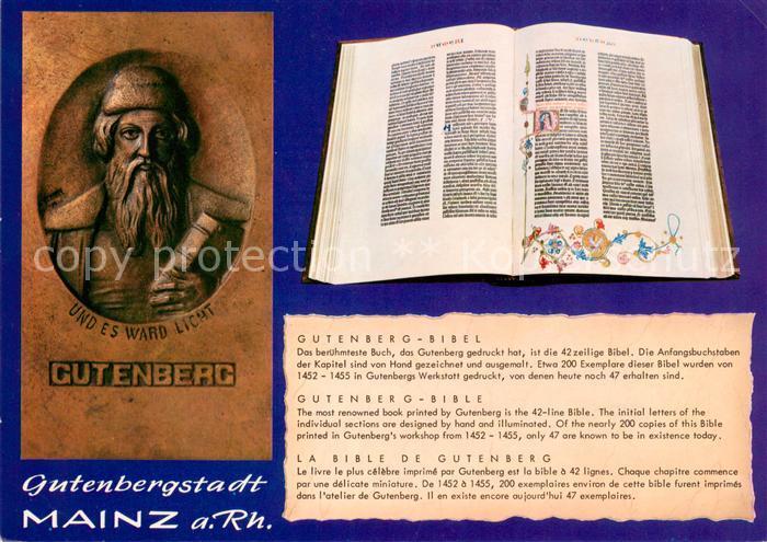 Chronik-AK Gutenberg Bibel Mainz am Rhein
