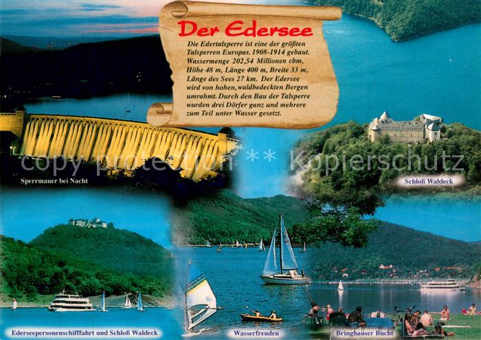 Chronik-AK Edersee Sperrmauer Schloss Waldeck Brin