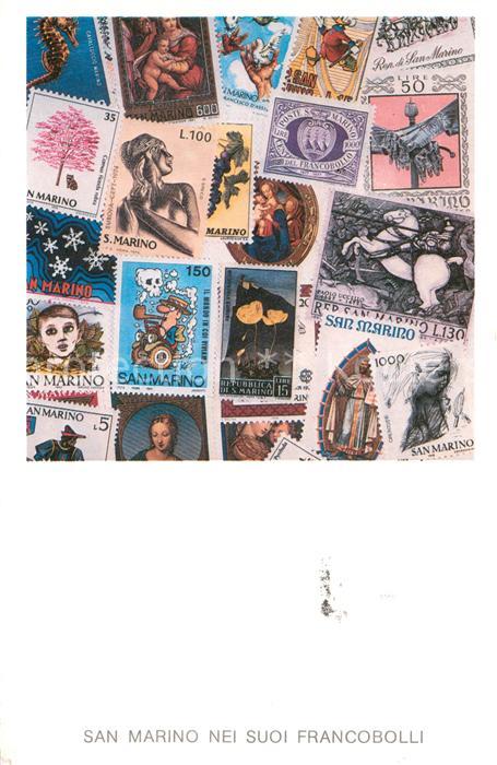 Briefmarken auf Postkarte San Marino