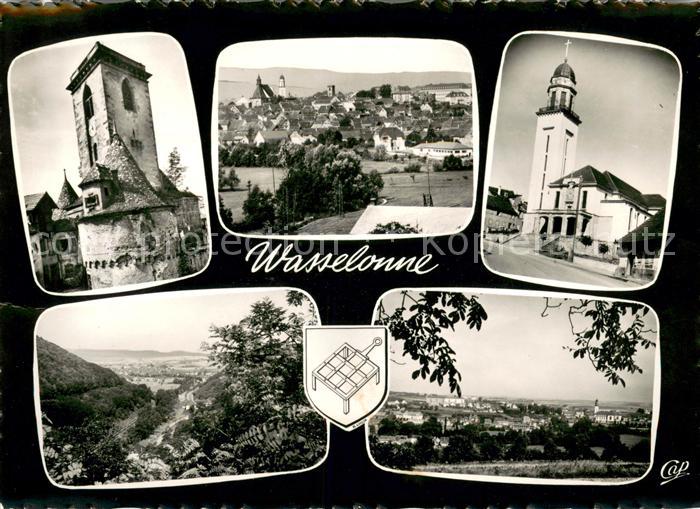 Wasselonne Bas Rhin Tour du Chateau Vues generales Eglise Blason de l’artiste he