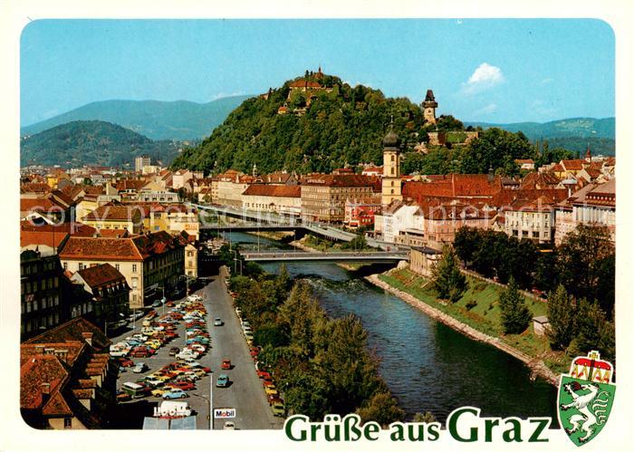 Graz Steiermark Blick zum Schlossberg mit Uhrturm