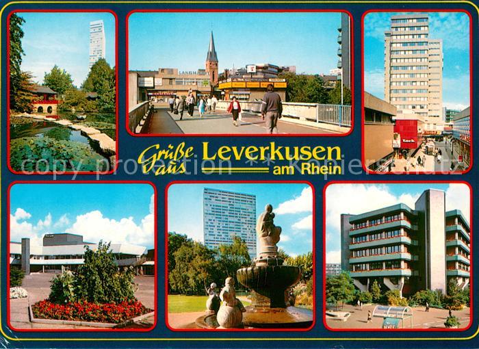 Leverkusen Teilansichten mit Kirche und Brunnen