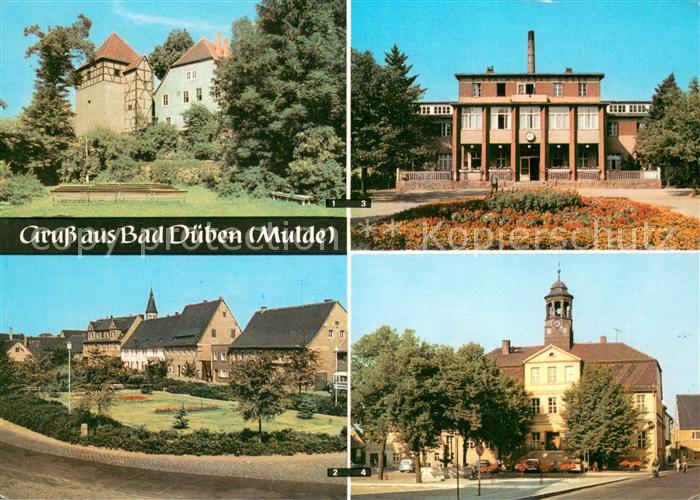 Bad Dueben Burg mit Freilichtbuehne Platz der Jugend Eisenmoorbad Rathaus