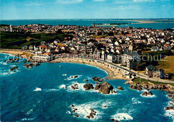 Le Croisic Plage de Port Lin et vue generale aerienne vers la Pointe de Penbron