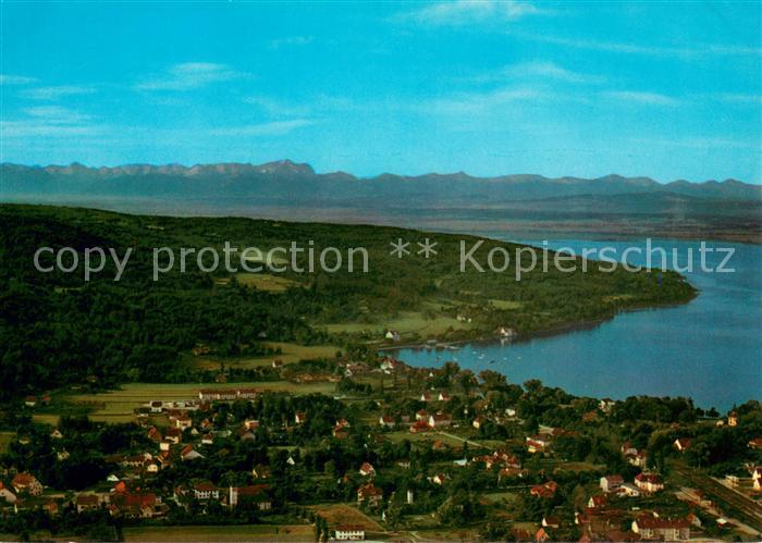 Herrsching Ammersee Fliegeraufnahme mit Zugspitze und Tiroler Alpen