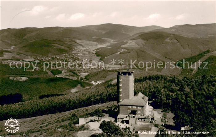 Kirchhundem Aussichtsturm Hohe Bracht Blick auf Altenhundem Fliegeraufnahme
