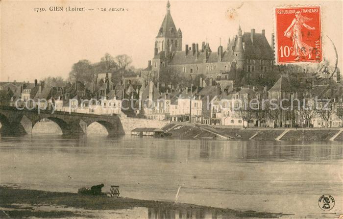 Gien 45 Vue Generale Bords de la rivière Pont Eglise
