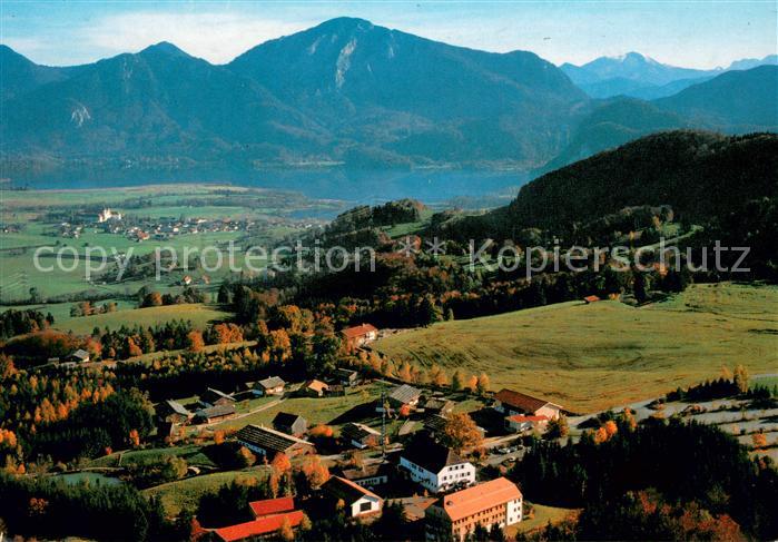Schlehdorf Kloster Museumsgelaende mit Kochelsee Alpenpanorama Fliegeraufnahme