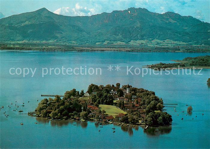 Frauenchiemsee Kloster Frauenwoerth Kampenwand Chiemgauer Alpen Fliegeraufnahme
