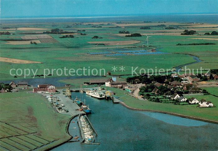 Pellworm Hafen Nordsee mit Norderoogsand Nordseeinsel Fliegeraufnahme