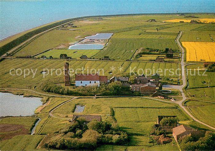 Pellworm Nordseeinsel Alte Kirche Fliegeraufnahme