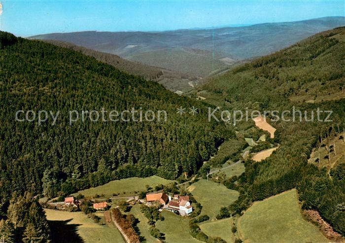 Waldkatzenbach Muehle im oberen Hoellgrund Odenwald Fliegeraufnahme