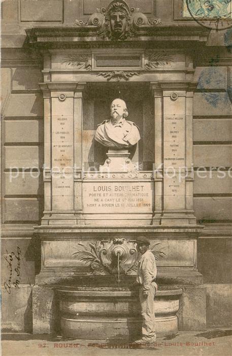 Rouen Fontaine et Statue de Louis Bouilhet