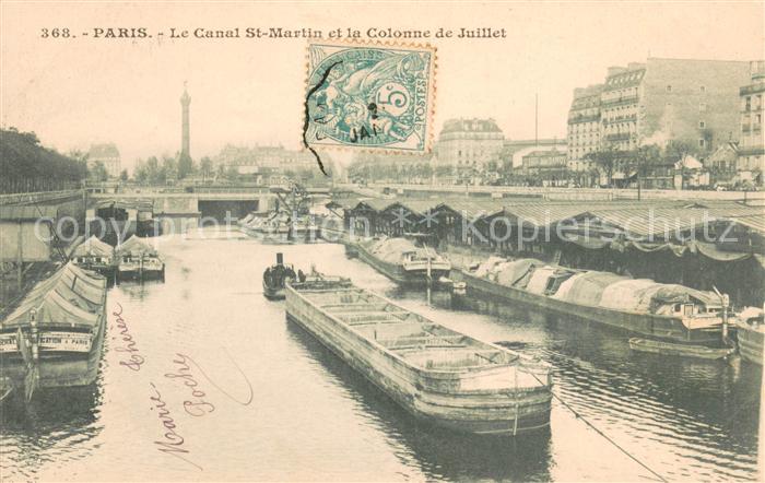 Paris Canal Saint Martin et la Colonne de Juillet
