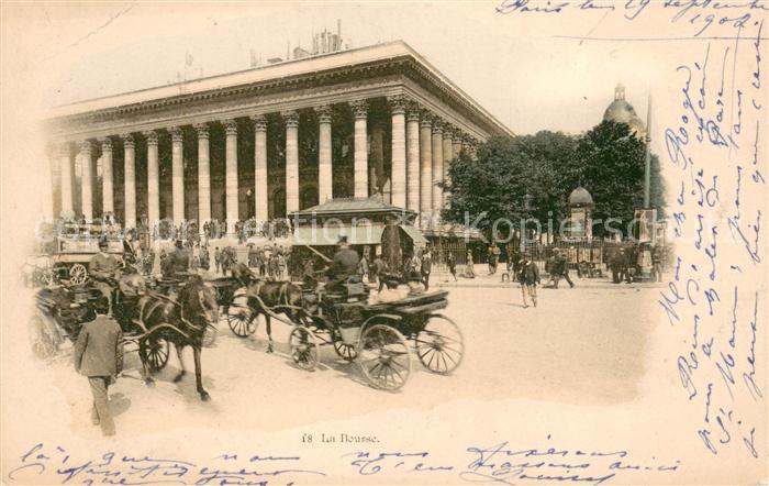 Paris La Bourse Boerse Pferdedroschken