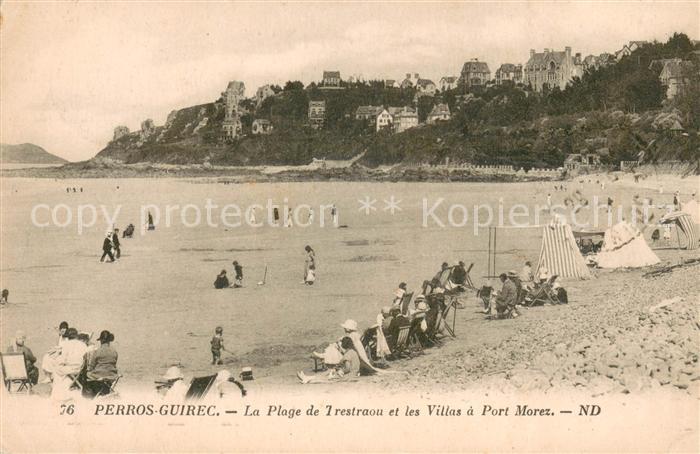 Perros-Guirec Plage de Trestraou et les villas a Port Morez