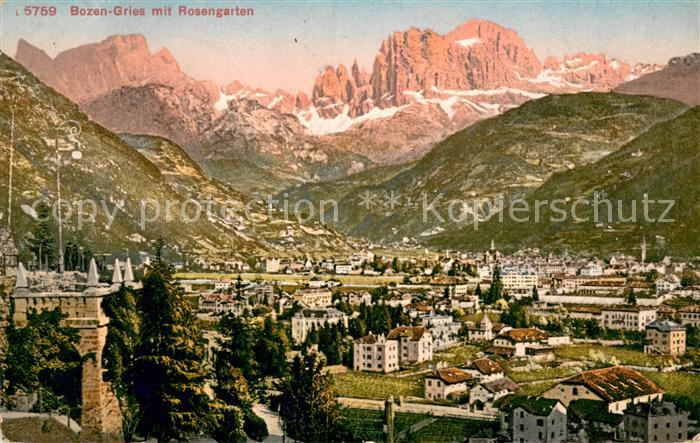 Gries-Quirein Bozen Panorama mit Blick zum Rosengarten Dolomiten
