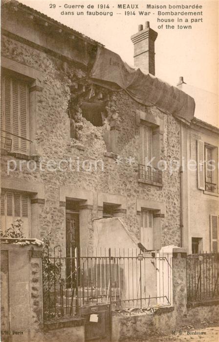 Meaux Seine et Marne Maison bombardée dans un faubourg 1914 Ruines Grande Guerre