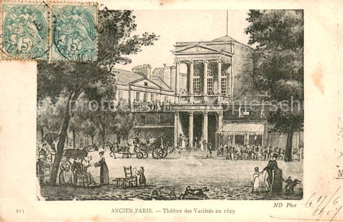 Ancien Paris Théâtre des Variétés en 1829 Dessin Kuenstlerkarte